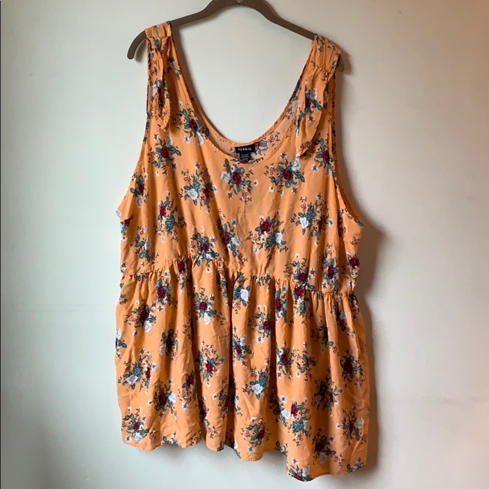 Orange floral babydoll tee